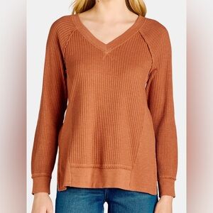 Time and Tru Women's V-Neck Sweater in Rust